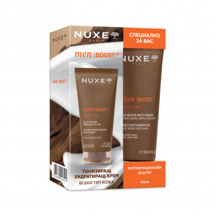 Nuxe Men Boost Хидратиращ гел 50 ml + ПОДАРЪК душ-гел 100 ml