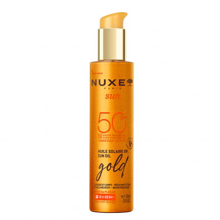 Nuxe Sun SPF50 Glow Олио за придобиване на тен със златисти частици 150 ml
