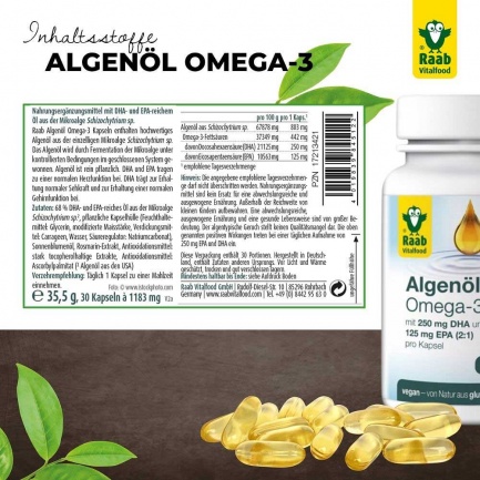 ОМЕГА-3 от Водорасли / ALGAE OIL – Raab Vitalfood (30 капс)