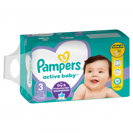 Pampers Active Baby Mega Box пелени 3 Миди х152 броя
