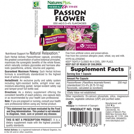 ПАСИФЛОРА / PASSION FLOWER - Herbal Actives (60 капс)