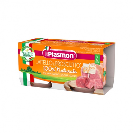 Plasmon 1100 Пюре телешко със свинско месо 6+м 2 бр. х80 ml