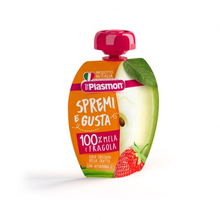 Plasmon 2461 Плодова закуска - ябълка и ягода 12+м 100 ml
