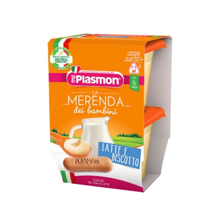 Plasmon 3828 Млечен десерт с бишкоти 6+м 2 бр. х120 ml
