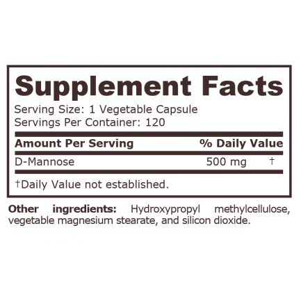 Pure Nutrition - D-Mannose 500 Mg - 120 Vegetable Capsules