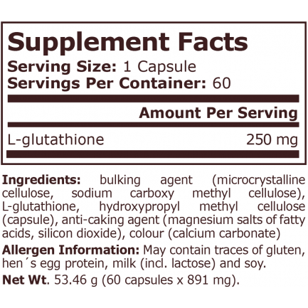 Pure Nutrition - Glutathione 250 Mg - 60 Капсули 