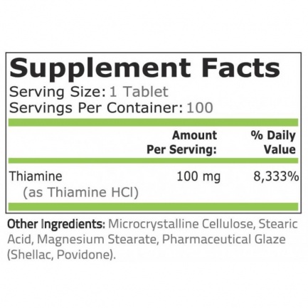 Pure Nutrition - Vitamin B-1 (Thiamine) - 100 Mg - 100 Таблетки