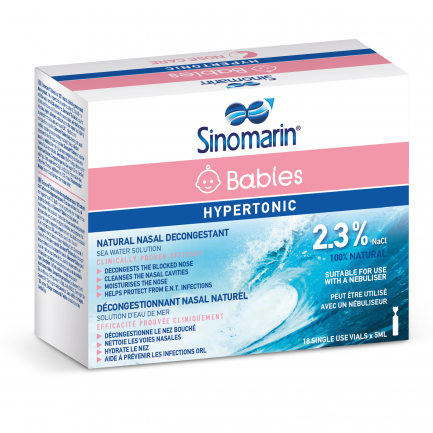 Sinomarin® ДУО Babies Хипертоничен разтвор с морска вода (2,3% NaCl) 5 ml х18 броя