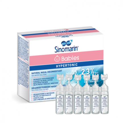 Sinomarin® ДУО Babies Хипертоничен разтвор с морска вода (2,3% NaCl) 5 ml х18 броя