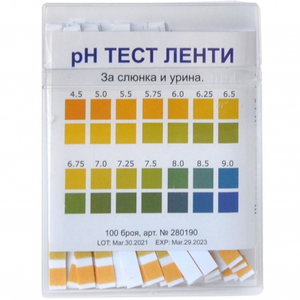 Тест ленти за измерване на pH в урината и слюнката х100 броя