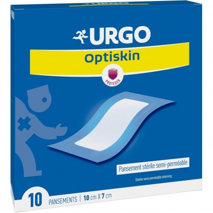 Urgo Оптискин Стерилни Полупропускливи Адхезивни Пластири 10 cm / 7 cm - 10 броя