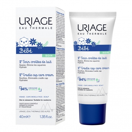 Uriage Bebe Успокояващ и регулиращ крем за лице и скалп против крусти 40 ml