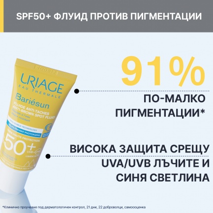 Uriage Bariesun SPF50+ Слънцезащитен флуид против пигментации 40 ml