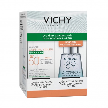 Vichy Soleil UV-Clear SPF50 Слънцезащитен флуид 40 ml + Mineral 89 Гел-бустер 30 ml