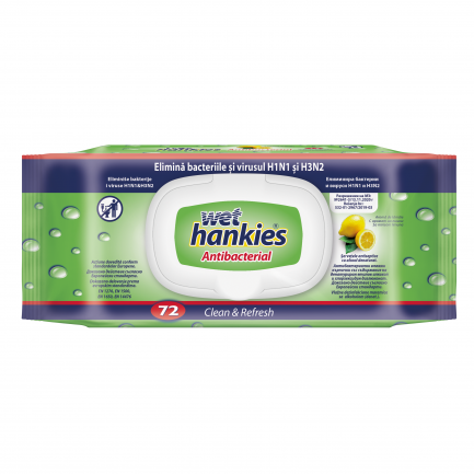 Wet Hankies Lemon Антибактериални влажни кърпи х72 броя