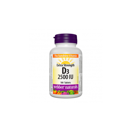 Здрави кости и силен имунитет - Витамин D3 2500 IU, 180 таблетки Webber Naturals