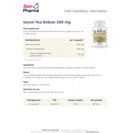 ЗЕЛЕН ЧАЙ / GREEN TEA Deluxe - ZeinPharma (60 капс)